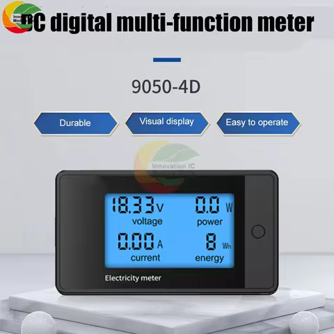 9050-4D, DC8-100V 20A 50A 100A 200A 4 in 1 LCD DC Digital Display Power Meter Voltage Ammeter Power 