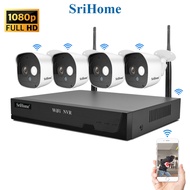 Srihome 4-8CH NVR Kit Wireless Security System 1080P FHD WiFi IP Camera CCTV (4 Pcs) NVS002