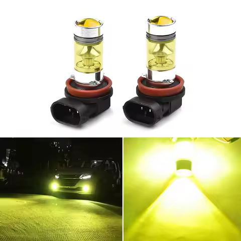 2Pcs/Set Fog Light Bulb H11 H8 DRL LED Yellow Anti-fog Bulb 4300K 100W 1500LM Super Bright Car Acces