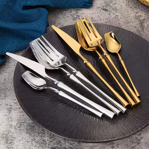 18/10 Stainless Steel Mirror Polished Cutlery Set, Glossy Silver Dinnerware, Matte Tableware 304, Fo