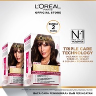 (PAKET HEMAT ISI 2) L'Oreal Paris Excellence Creme Triple Care Hair Color #4 Brown (Cat / Pewarna Ra
