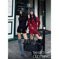 Set Women's Off-Shoulder Shirt + Faux Skirt Pants - Tharo Clothing [SET0046]