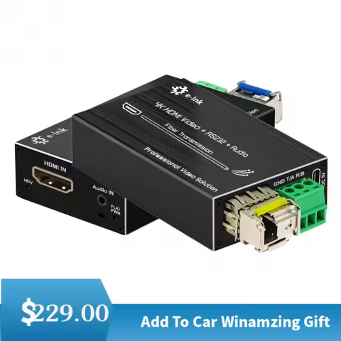 Mini 4K HDMI Fiber Extender - 4K HDMI Video Optical Transceiver with External Stereo Audio and RS232