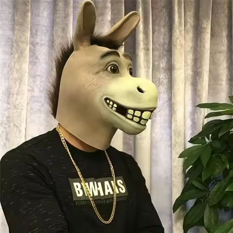 Funny Donkey Latex Head Mask, Halloween Cosplay Party Animal Headgear Costume Prop Halloween Party M