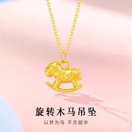 Emas loket 916  Carousel Necklace/ Zodiac Rocking Horse Pendant charm gold 916