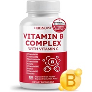 Vitamin B Complex Vitamin B1, B2, 6, 9, 12 Niacin, Containing Vitamin C-Support Brain Health, Energy