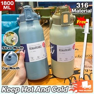 Hot and Cold Insulated Flask 1000ML-1800ML Tumbler Insulated Vacuum 316 Stainless Steel Thermos