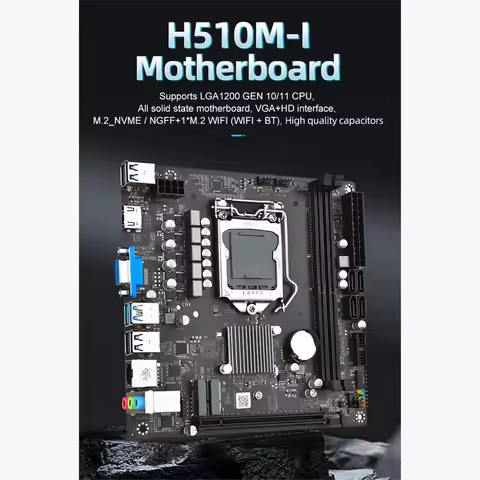 H510M-I Mini Itx Motherboard LGA1200 CPU 64GB DDR4 RAM 6xUSB2.0+4xUSB3.0 M.2 NVME/NGFF Desktop PC Mo