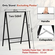 Double-Side Metal Poster Display Stand KT Board Holder Foldable Sign Heavy A-Frame Penyangga Iklan