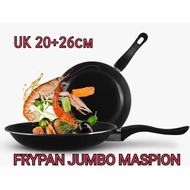 (1200Gr) H248 | Jumbo DOUBLE FRY PAN SET Black MASPION 20CM + 26CM MASLON