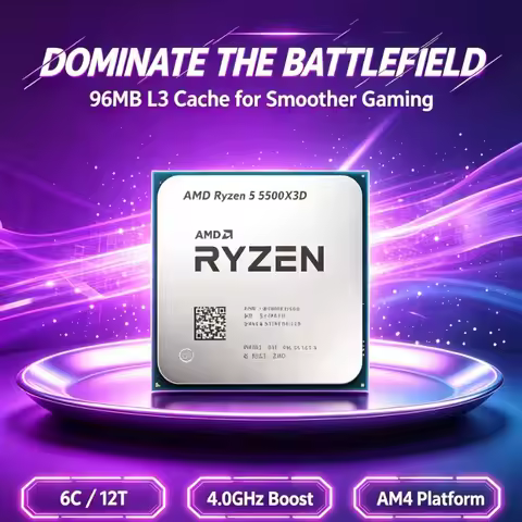 AMD Ryzen 5 5500X3D 3D V-Cache Processor Socket AM4 6C12T 3GHz 96MB L3 7NM DDR4 Gaming Desktop Compo