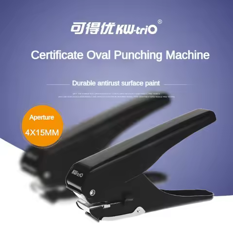 KW-trio Heavy-Duty Slot Metal 10 Sheet Capacity Single Ellipse Hole Puncher 1-Hole Paper Punch Stati