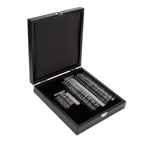 Optical Trial Lens Set Ophthalmic Trial Lens Case Kit Optometry Eye Testing Box JS-68 With Silver Me