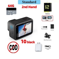 กล้องโกโปร9/10แอคชั่น GoPro มือถือ2nd วิดีโอ5K 20MP ภาพถ่ายกล้องกีฬาสีหน้าจอด้านหน้ามือสอง