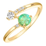 14K Gold Plated Adjustable Created Opal Rings | Stacking Rings | Gold Rings for Women