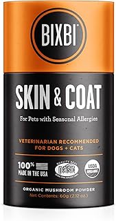 BIXBI Dog & Cat Skin & Coat Support, 2.12 oz (60 g) - All Natural Organic Pet Superfood - Daily Mush