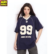 Arianna【Free Custom Name & Number】Oversized American Style Shoulder Patch Short Sleeved T-shirt Wome