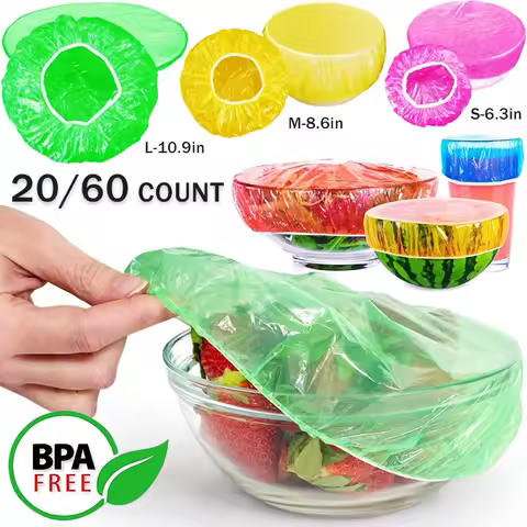 20/60pcs Durable Food Storage Covers for Bowls Elastic Plate Covers Vacuum Bags Fruits Saran Wrap fo