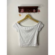 PULL & BEAR WHITE OFF-SHOULDER CROP TOP OFF SHOULDER TOP CROP TOP
