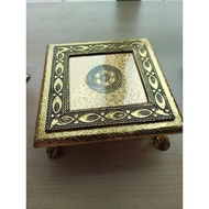 Gold colour Square Pooja Chowki  for House and Office Temple, ,Pooja Item,Samy medai  /simmasanam fo