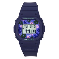 [Creationwatches] Casio Baby-G Retro Flower Field Digital Blue Resin Strap Quartz BGD-565RP-2 100M Womens Watch