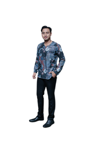 Blue Black Batik Kurta Men