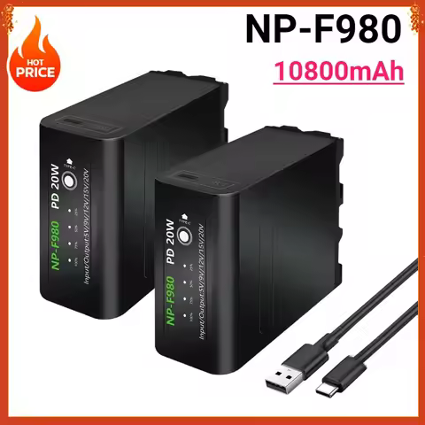 10800mAh NP-F980 NP-F970 NPF970 NPF960 Battery with LCD Fast Charger for Sony PLM-100 CCD-TRV35 MVC-