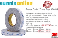 3M Double Coated Tissue Tape #9448A White Colour Width 12 mm 18 mm 24 mm & 48 mm Available