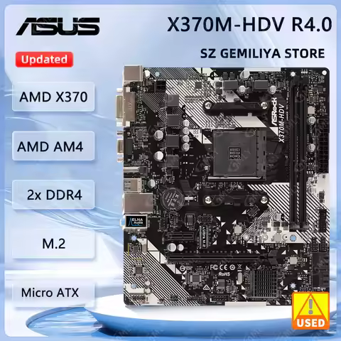 ASRock X370M-HDV R4.0 Motherboard Support Ryzen 9 5950X Ryzen 7 5700X3D Ryzen 5600 CPU DDR4 3200 M.2