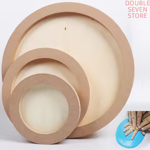 1 PCS DIY Souvenirs Hand Print Footprint Clay Round Wooden Photo Frame