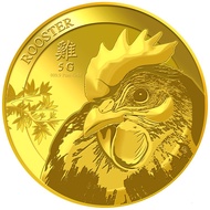 999.9 Pure Gold | 5g Golden Rooster Gold Medallion