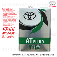 🇲🇾HOT SALES🔥 08886-81015 JAPAN 100% ORI TOYOTA ATF T-IV 4L AUTO GEAR OIL PROTON PERODUA KIA TYPE-IV