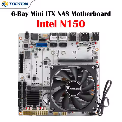 6-Bay Mini ITX NAS Firewall Motherboard Intel N100 N150 N305 i3-N355 2.5G Intel i226 2×M.2 NVMe 6×SA
