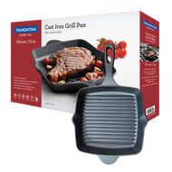 查蒙蒂納鑄鐵煎鑊方形25.4cm牛排煎鑊平底鑊鑄鐵鑊電磁爐明火通用