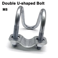 Ready Stock M8 Double U Shaped Bolt Double Bolt Clamp Tube Screw U-Shaped U Shape Cross Bolt Clamp