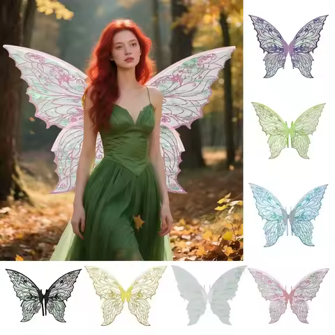 Funny Princess Angel Wing Fairy Wings Sparkling Organza Butterfly Wings Dress UP Cicada Wing Party P