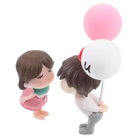 1PC Cute Car Dashboard naments White Couple Dolls Heart Balloons Aesthetic Car Interior Decor Romant