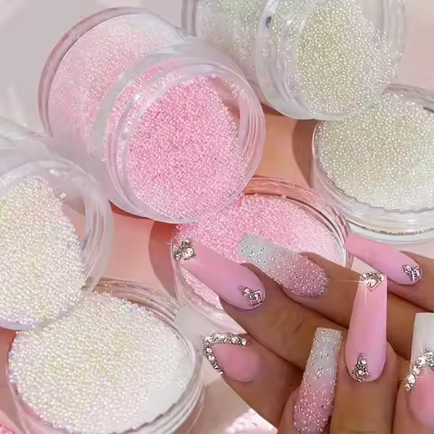 1/2/3Box Nail Art Decoration Caviar Small Beads Glass Rhinestone Charms 3D Clear AB Color Gems Acces