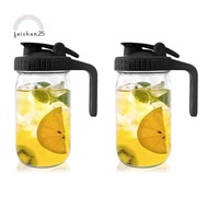 2set 32OZ  Jar Pour Spout Lid-Glass Pitcher with Lid,Breast Milk Pitcher,Seal for Juice,Milk,Coffee,