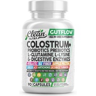 Clean Nutraceuticals Colostrum Supplement Capsules Probiotics Pills Prebiotics, L-Glutamine, Digesti