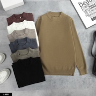 GAO studio men's round neck sweater, soft and stretchy cotton wool fabric, lightweight form, flatter