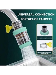 1 Pieza De Purificador De Agua De Grifo Para Grifo De Casa Con Filtro Universal De Cinco Capas Y Grifo De Protección Del Medio Ambiente Anti-salpicaduras Y Caño Alargado Verde. Incluye Arandela Y Enchufes De Montaje