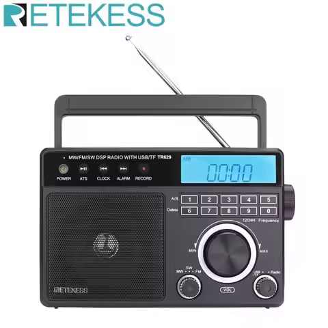 Retekess TR629 Portable Radio AM FM SW Multiband Shortwave Radio Stereo Mp3 Speaker Battery AC Power