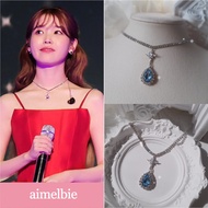 [IU Necklace] ♥ Korean Jewelry ♥ Romantic Queen Rhinestone Choker Necklace - Light Sapphire