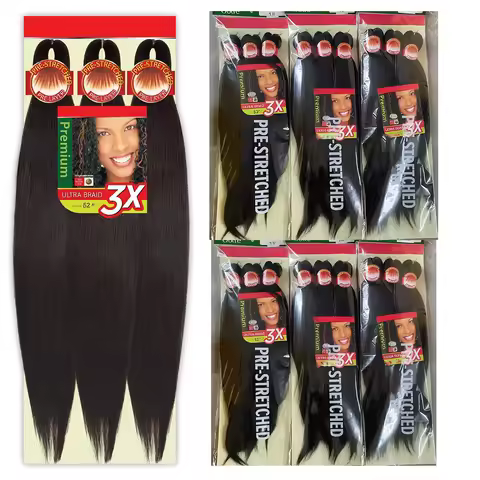 Synthetic Pre Stretched Braiding Hair 3X Pack 24 Inch - Similar to X-Pression Soft Yaki Texture Hot 