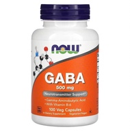[Exp2026] Now Foods  กาบา ผสมวิตามินบี6 GABA+Vitamin B-6 500 mg  (100 Veg Capsules)