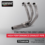 For Street Triple 765 765RS 765R 765R Motorcycle Titanium front tube Exhaust Pipe Assembly Connect o