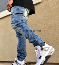 JEANS CARGO DENIM POCKET CARGO JEANS KOREAN STYLE 27 - 38 CARGO JEANS PRIA DISTRO SANDWASH PREMIUM J