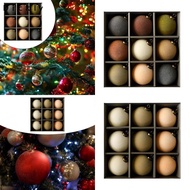 Dickly 9 Pieces Holiday Tree Ornaments Set Flocking Shatterproof Decor for Events
