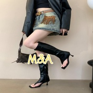 [M & A] Summer 2025 High Boots Black Flip-Flops 3cm Low Heel Fashion Boots 35-40
